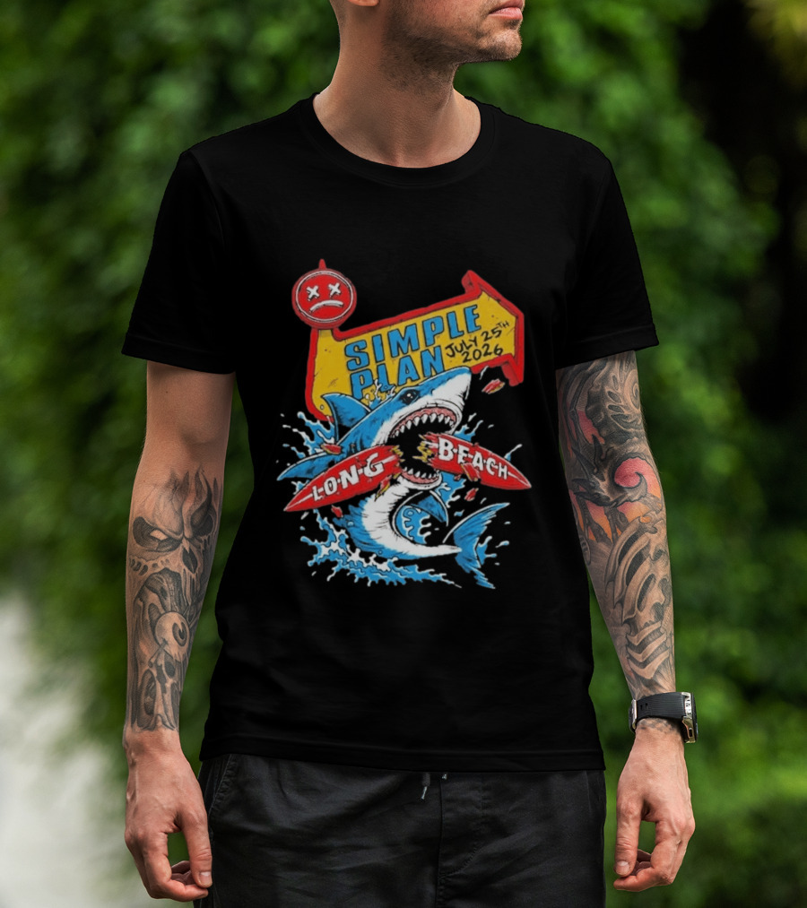 Simple Plan Shark Long Beach July 25 2026 T-Shirt