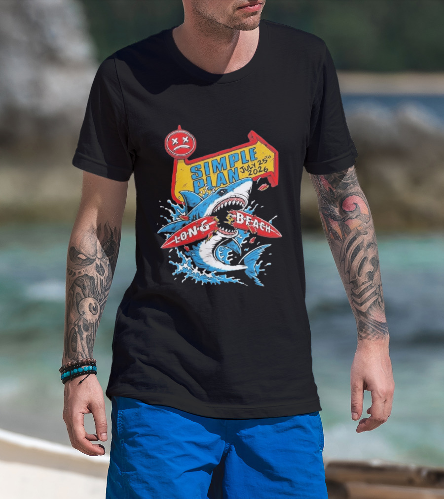 Simple Plan Shark Long Beach July 25 2026 T-Shirt