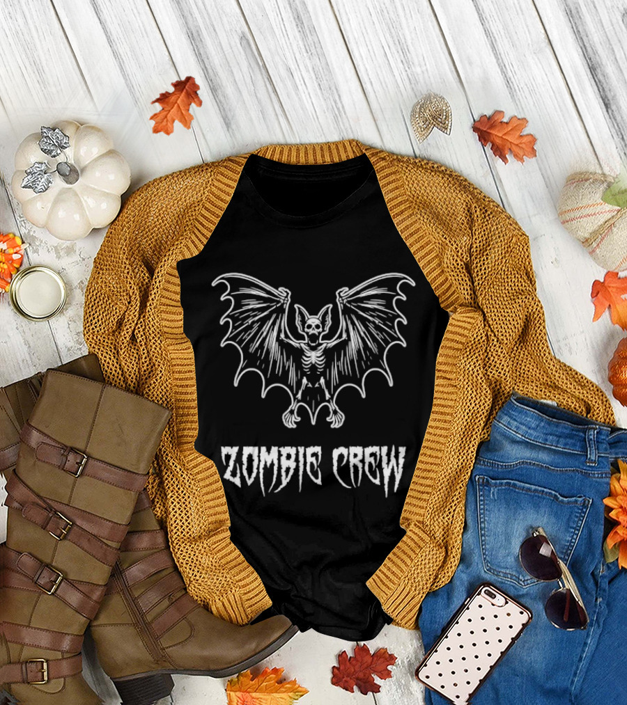 Skeleton Bat Zombie Crew Halloween Horror Aesthetic T-Shirt