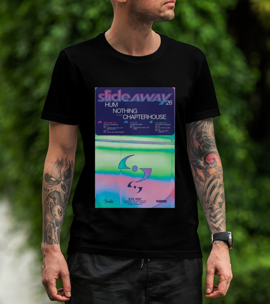 Slide Away 26 Tour Featuring Hum Nothing Chapterhouse May 2026 New York City Chicago Los Angeles T-Shirt
