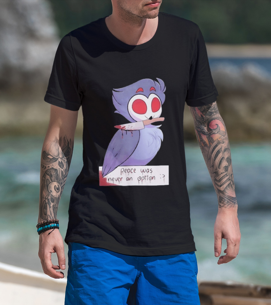 Stolas Helluva Boss Peace Was Never An Option Owl With Knife T-Shirt