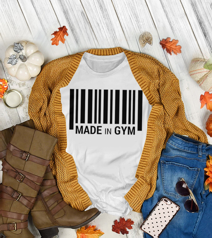 Barcode Made In Gym Fitness Motivational T-Shirt