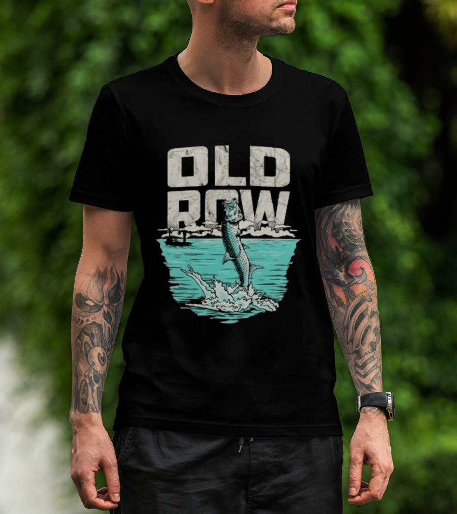 Old Row Tarpon Jumping Fishing Scene T-Shirt