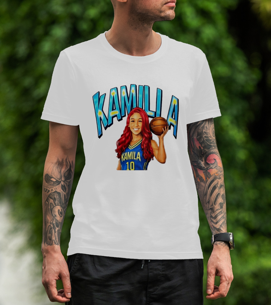Kamilla Cardoso Basketball Art With Blue And Yellow Jersey T-Shirt