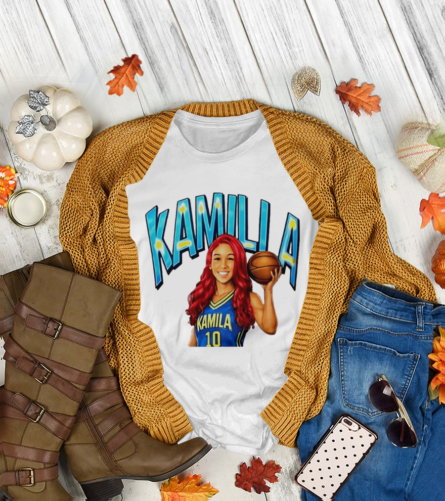 Kamilla Cardoso Basketball Art With Blue And Yellow Jersey T-Shirt