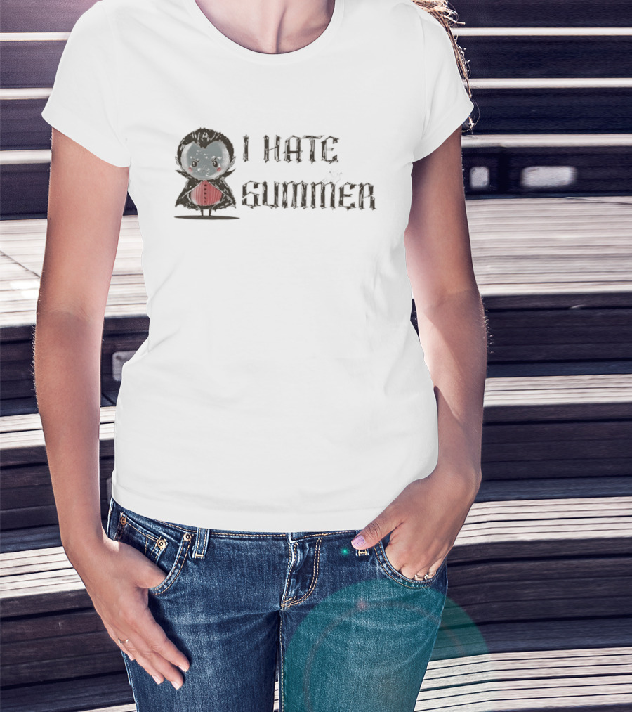 Dracula I Hate Summer Cute Vampire Comic T-Shirt