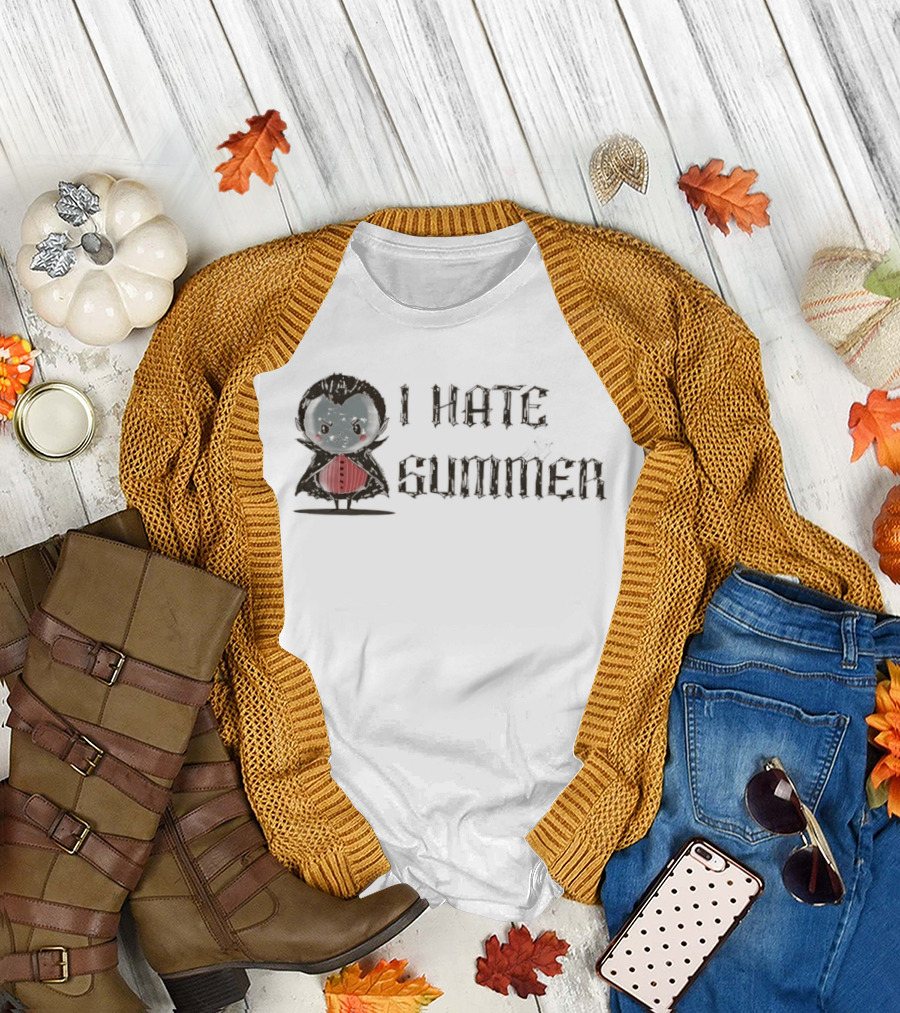 Dracula I Hate Summer Cute Vampire Comic T-Shirt