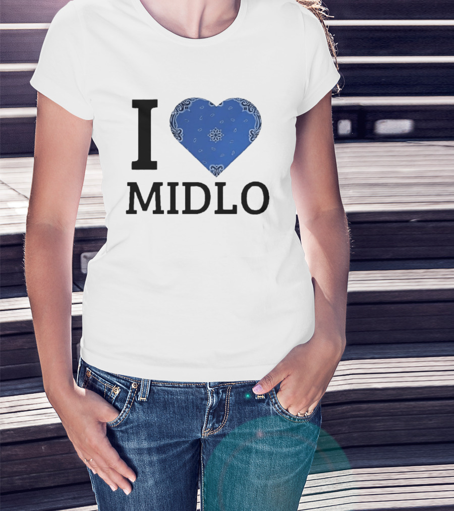 Midlo Love I Heart Blue Bandana T-Shirt