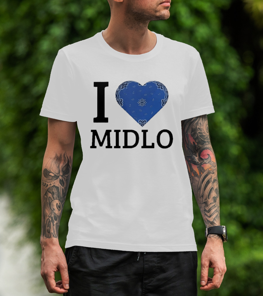 Midlo Love I Heart Blue Bandana T-Shirt