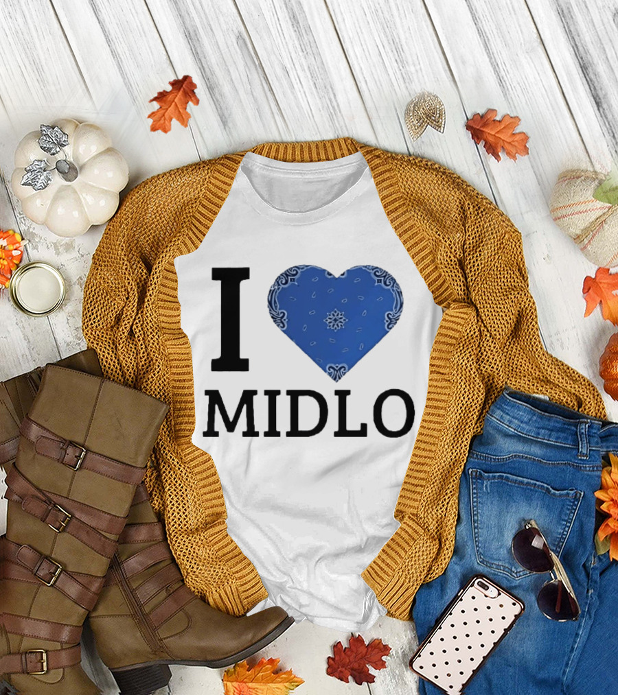 Midlo Love I Heart Blue Bandana T-Shirt