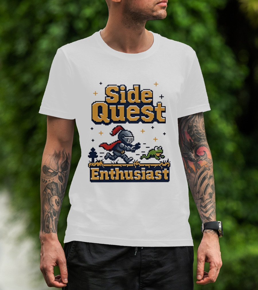 Side Quest Enthusiast Knight Chasing Frog Adventure T-Shirt