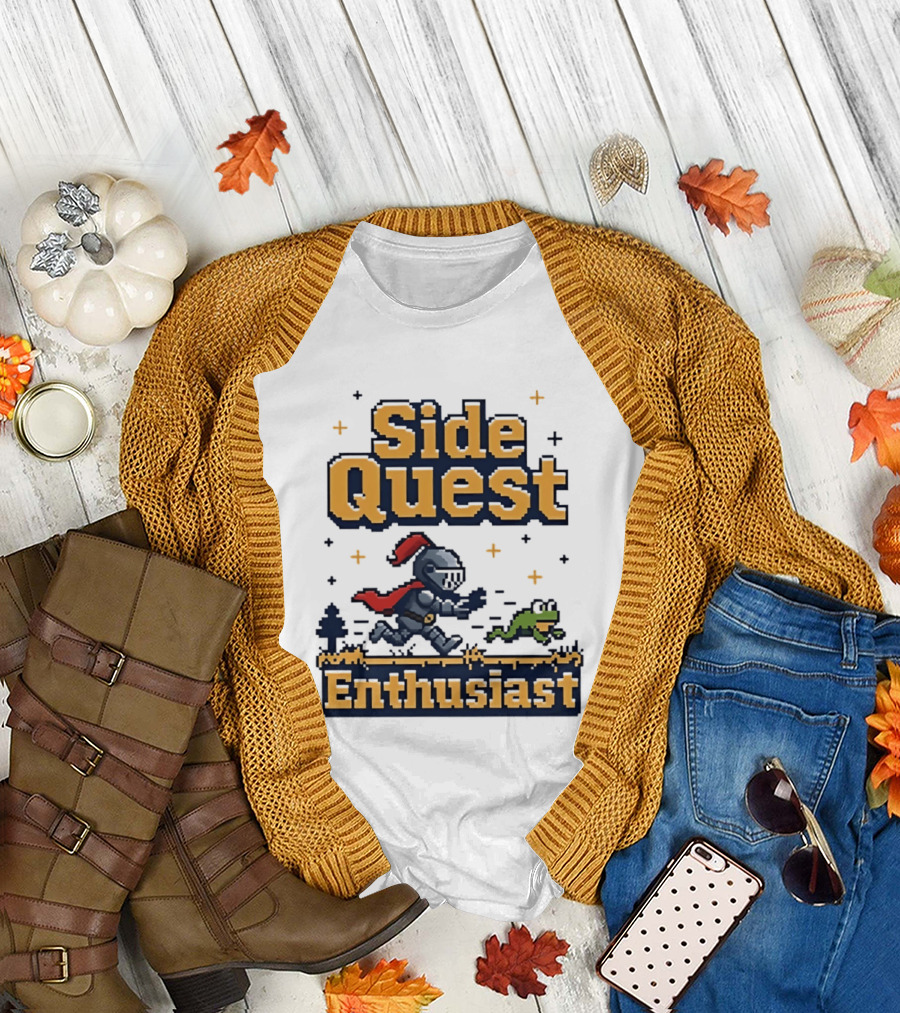 Side Quest Enthusiast Knight Chasing Frog Adventure T-Shirt