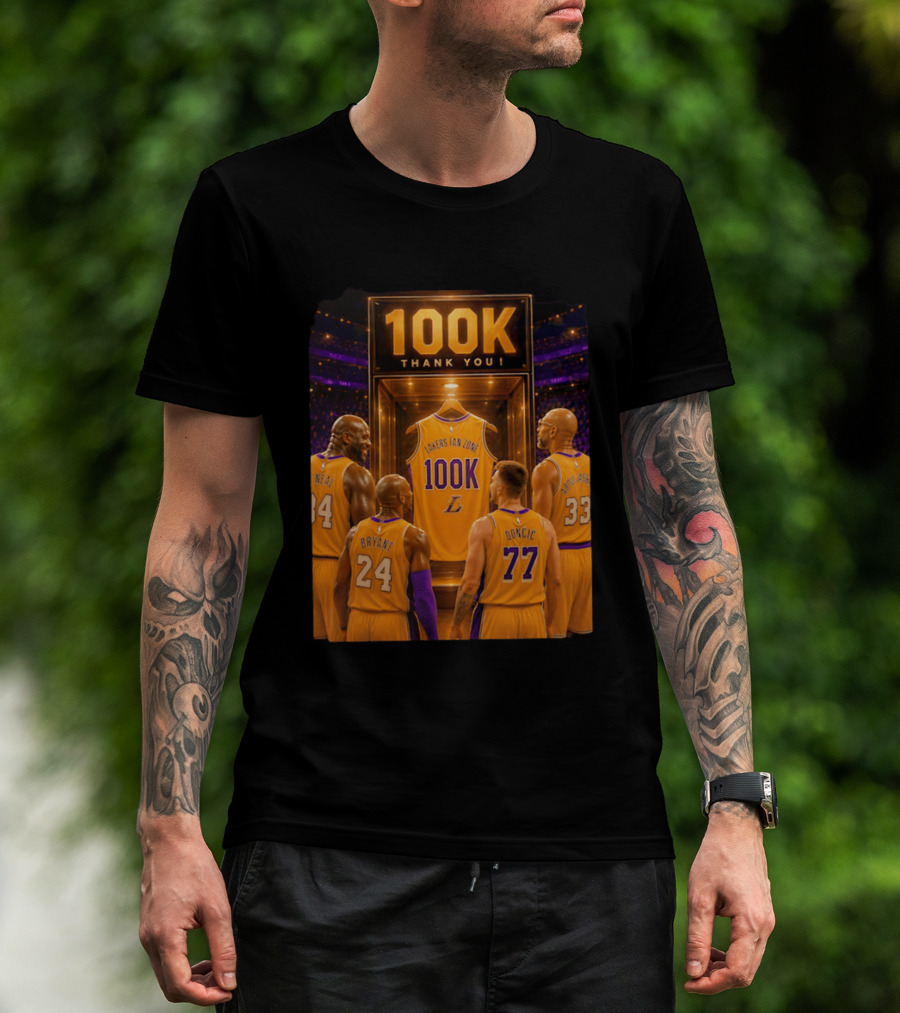 100K Thank You Lakers Fan Zone Players Shaq Kobe Abdul Jabbar T-Shirt