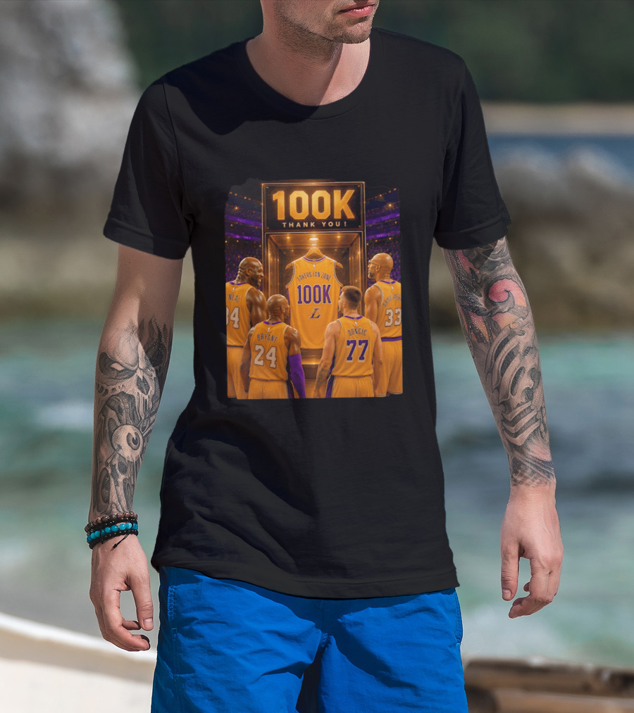 100K Thank You Lakers Fan Zone Players Shaq Kobe Abdul Jabbar T-Shirt