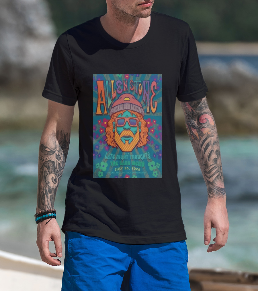 Allen Stone Fishers Indiana Late Night Thoughts The Band Memo July 26 2026 Nickel Plate District Amphitheater T-Shirt