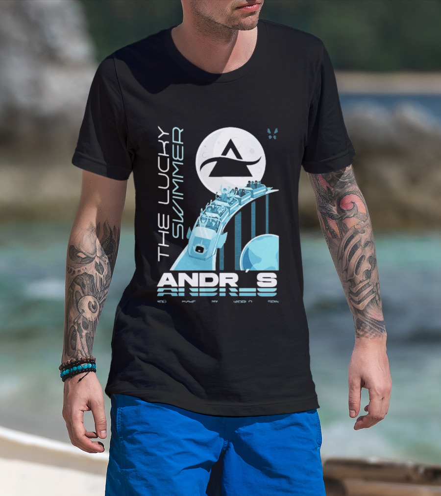 The Lucky Swimmer Andrés Roller Adventure Moon T-Shirt