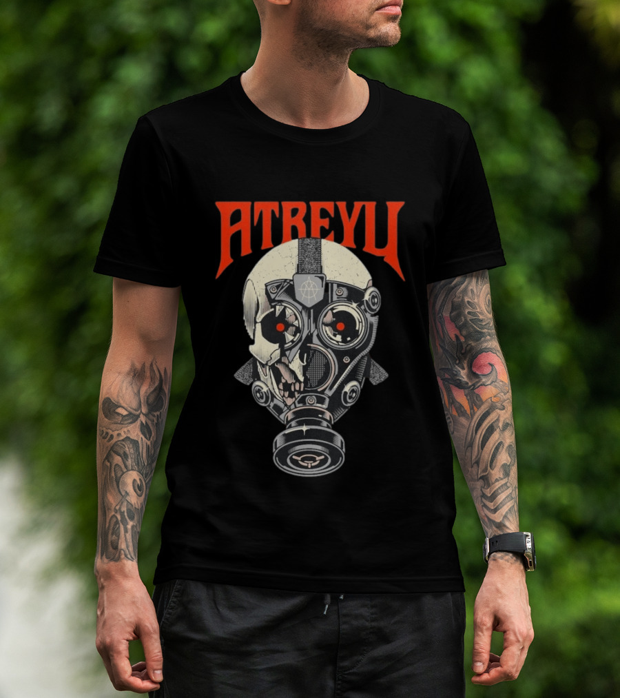 Atreyu Skull Gas Mask With Red Eyes T-Shirt