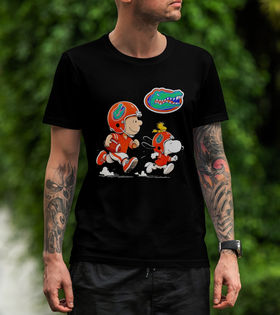 Charlie Brown Snoopy Florida Gators Football Running Kids T-Shirt