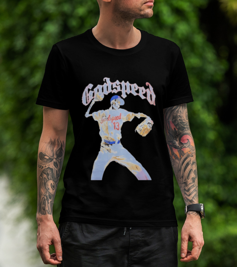 Godspeed Skeleton 13 Pitching Baseball Chicago Cubs T-Shirt