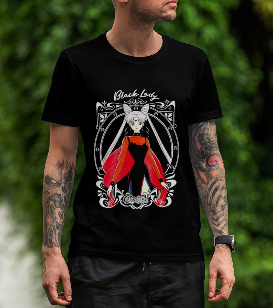 Black Lady Sailor Moon Anime Character Art Nouveau T-Shirt