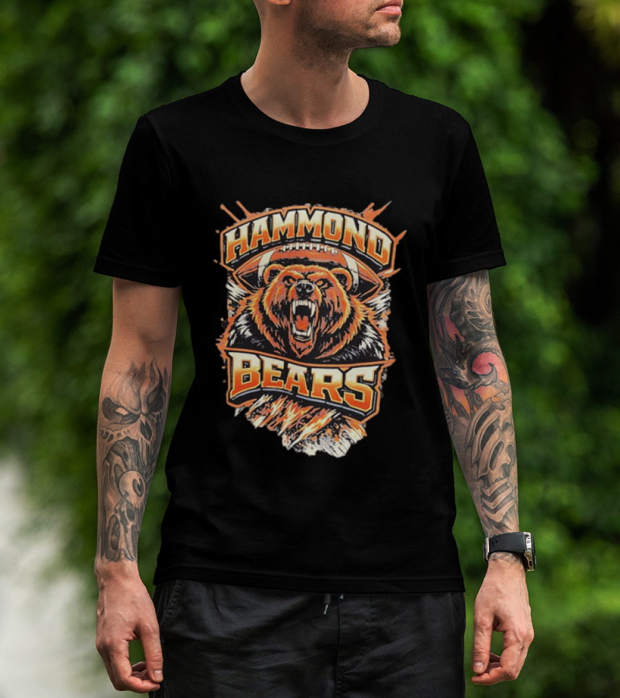 Hammond Bears Football Roaring Bear And Football T-Shirt