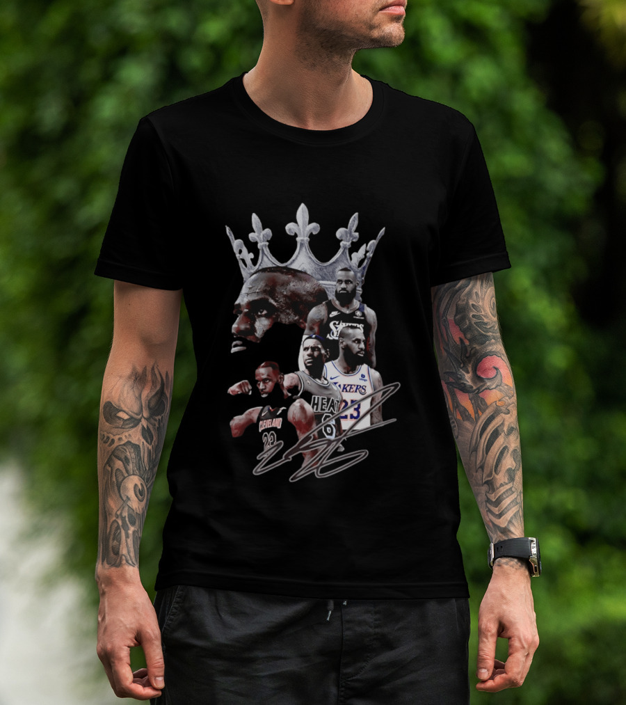 Lebron James Crown Collage Cleveland Miami Lakers Philadelphia 76ers T-Shirt