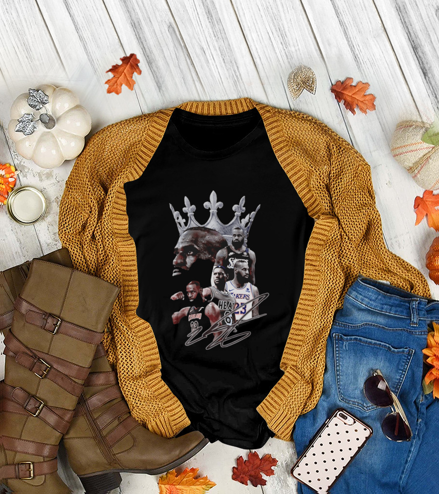 Lebron James Crown Collage Cleveland Miami Lakers Philadelphia 76ers T-Shirt