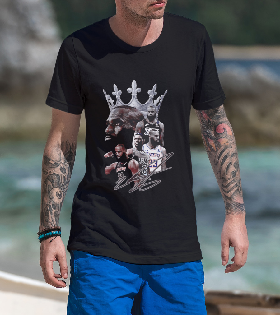 Lebron James Crown Collage Cleveland Miami Lakers Philadelphia 76ers T-Shirt