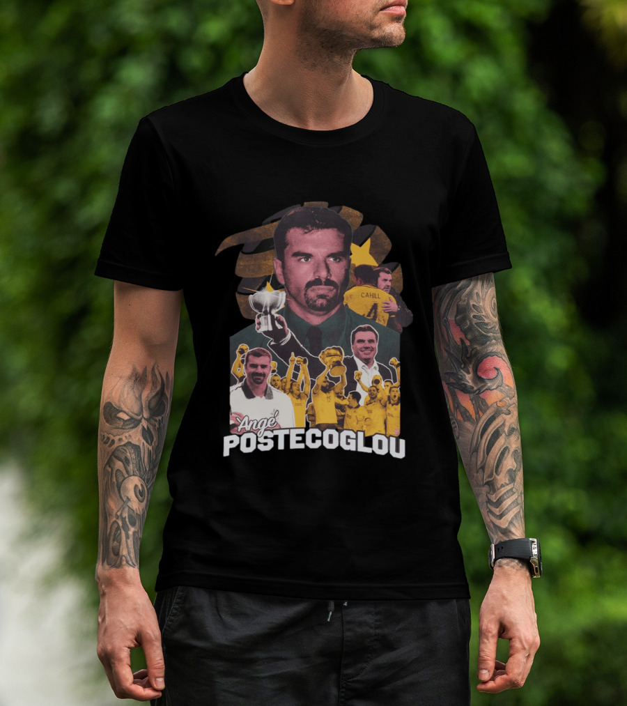 Ange Postecoglou Victory Celebration Collage Champions Cup Cahill T-Shirt