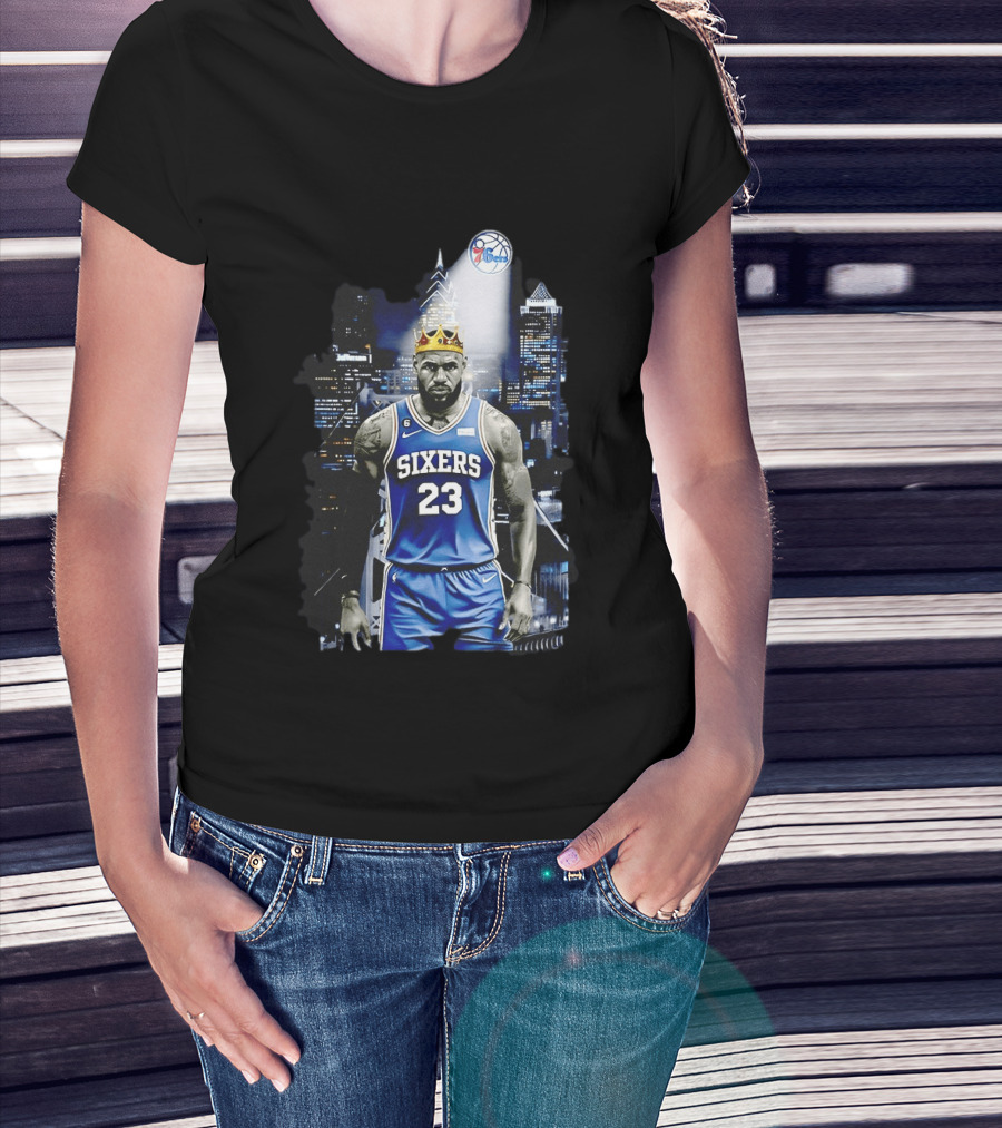 Philadelphia 76ers LeBron James NBA Sixers 23 Jersey With Crown And City T-Shirt