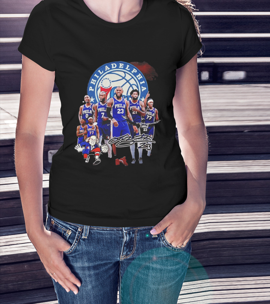 Philadelphia 76ers LeBron James 23 Phila Basketball Team Collage T-Shirt