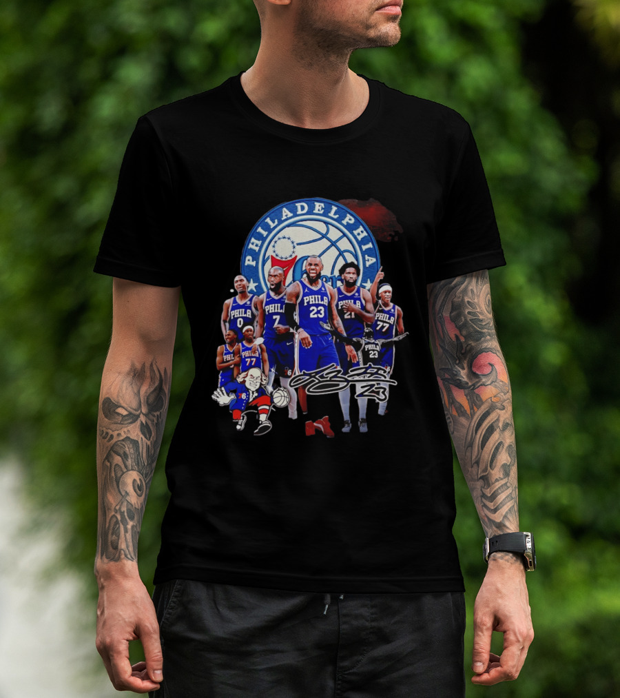 Philadelphia 76ers LeBron James 23 Phila Basketball Team Collage T-Shirt