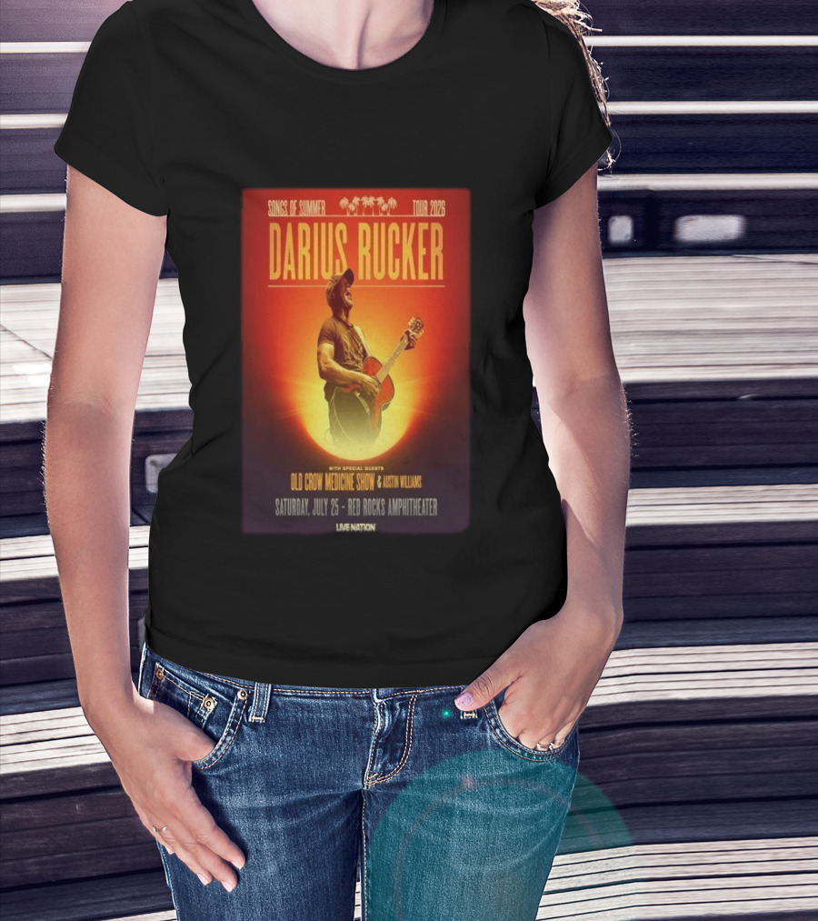 Songs Of Summer Tour 2026 Darius Rucker With Old Crow Medicine Show And Austin Williams Live At Red Rocks Amphitheater July 25 T-Shirt