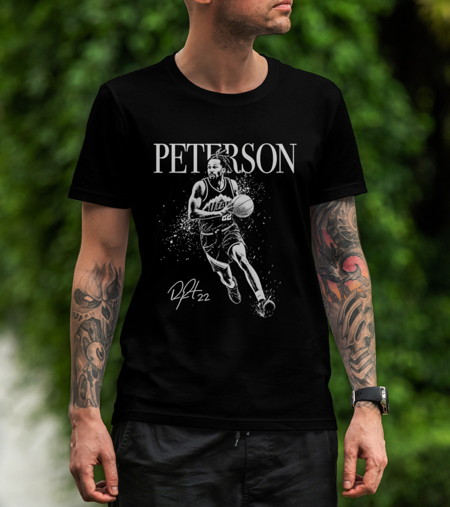 Peterson Utah Jazz Darryn Peterson Basketball Art Mono 22 T-Shirt