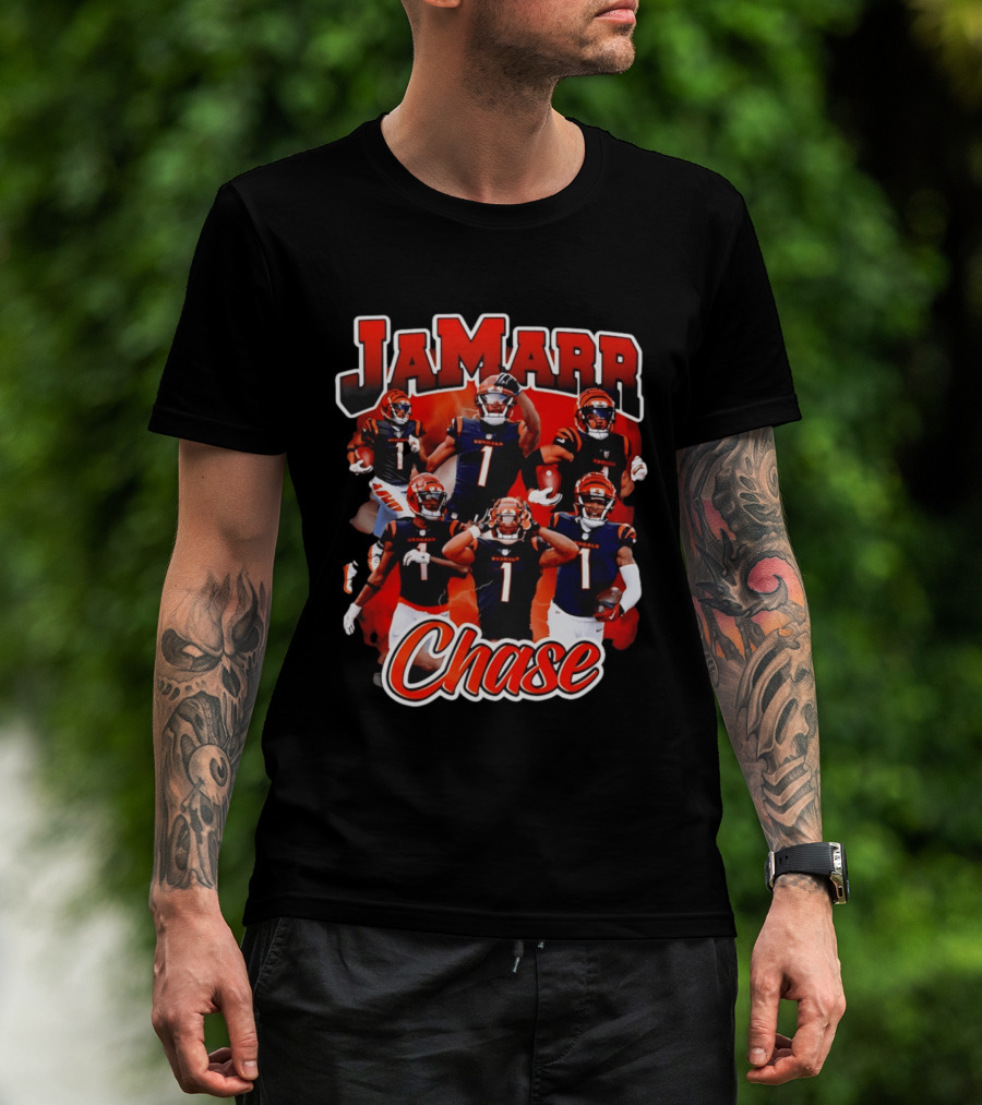 Ja'Marr Chase Cincinnati Bengals Collage Player 1 NFL Football Star T-Shirt
