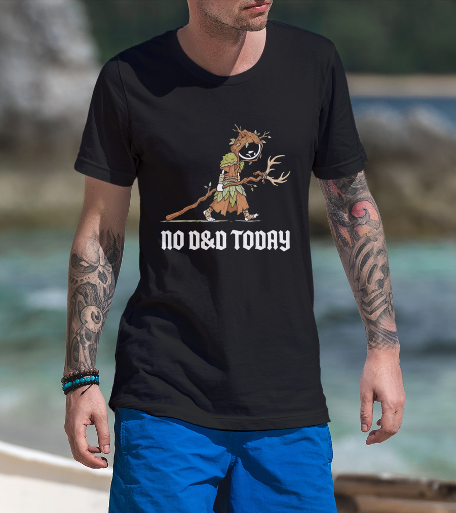 Druid Tree Costume Carrying Antler Staff No D&D Today T-Shirt