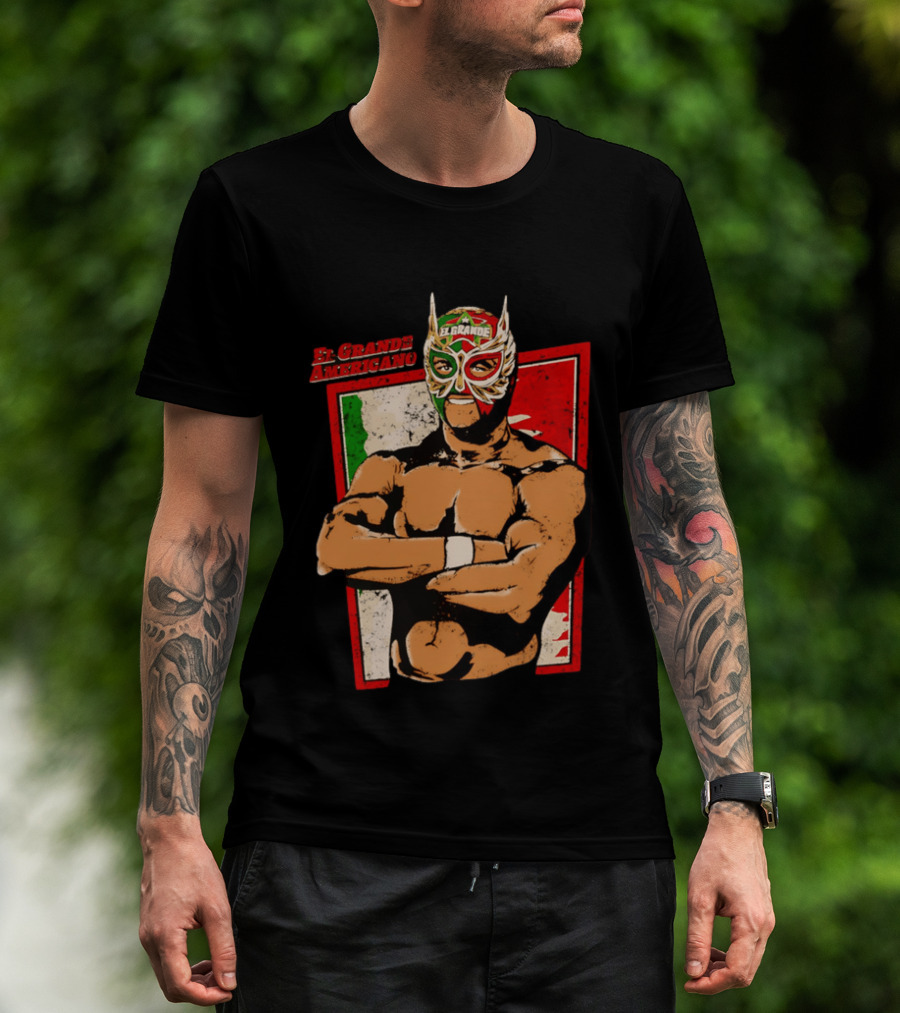 El Grande Americano Lucha Libre Wrestler Mexican Flag Masked Hero T-Shirt