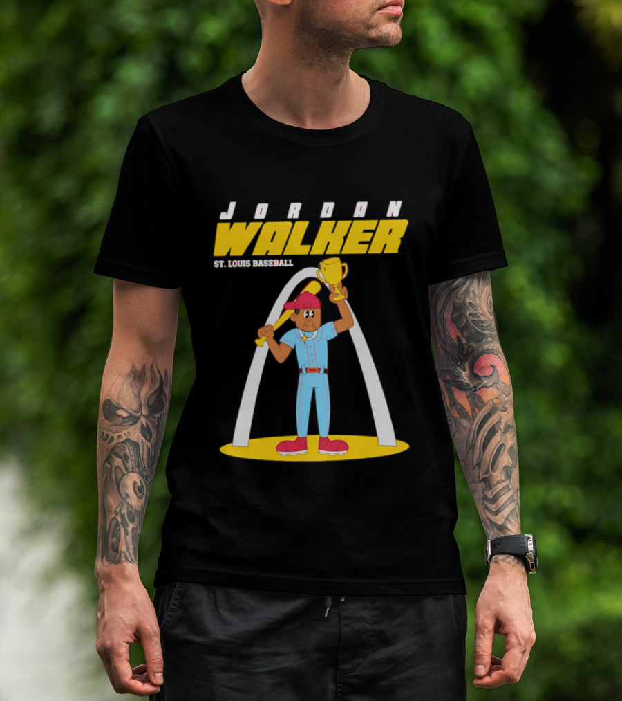 Jordan Walker St. Louis Baseball Animated Trophy Celebration T-Shirt