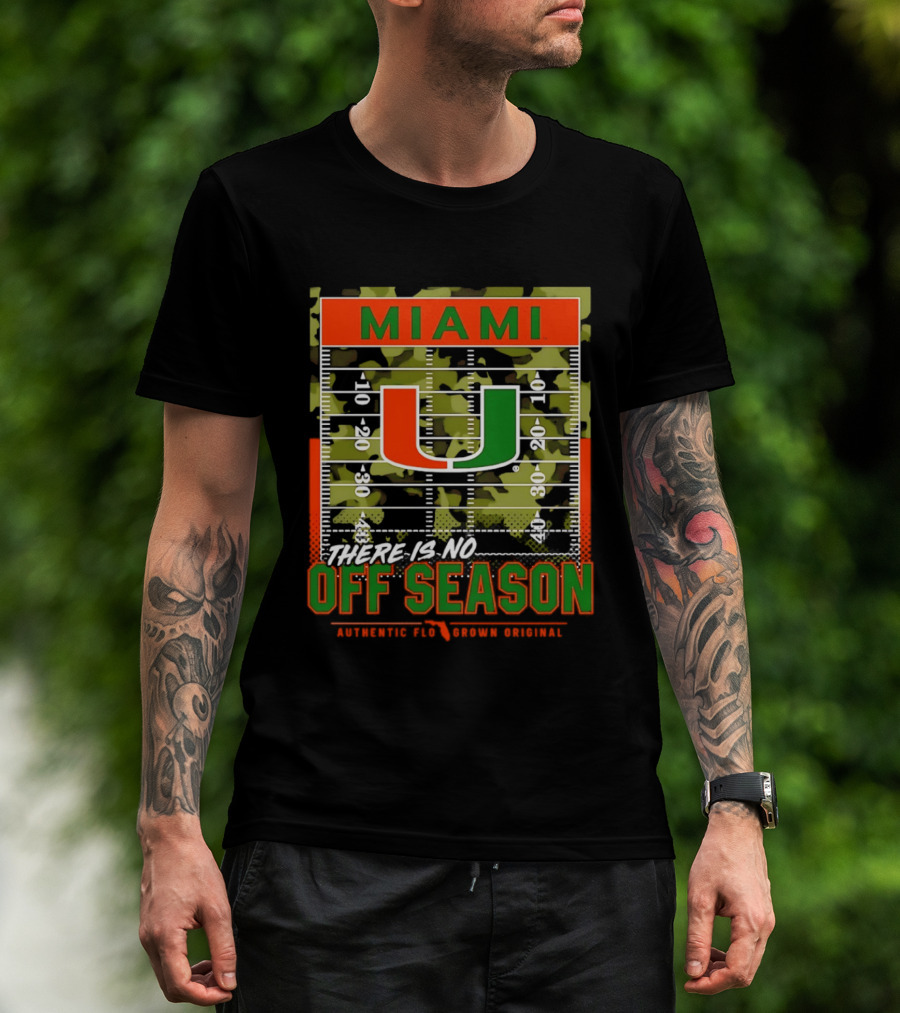 Miami Hurricanes U No Off Season Football Field Camo T-Shirt