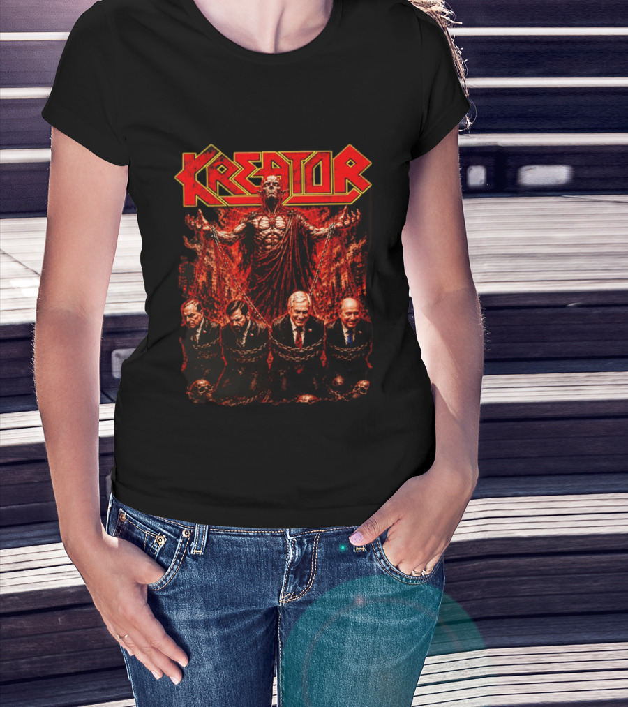 Kreator Devil Symbolism With Chilean Politicians Bound In Chains T-Shirt