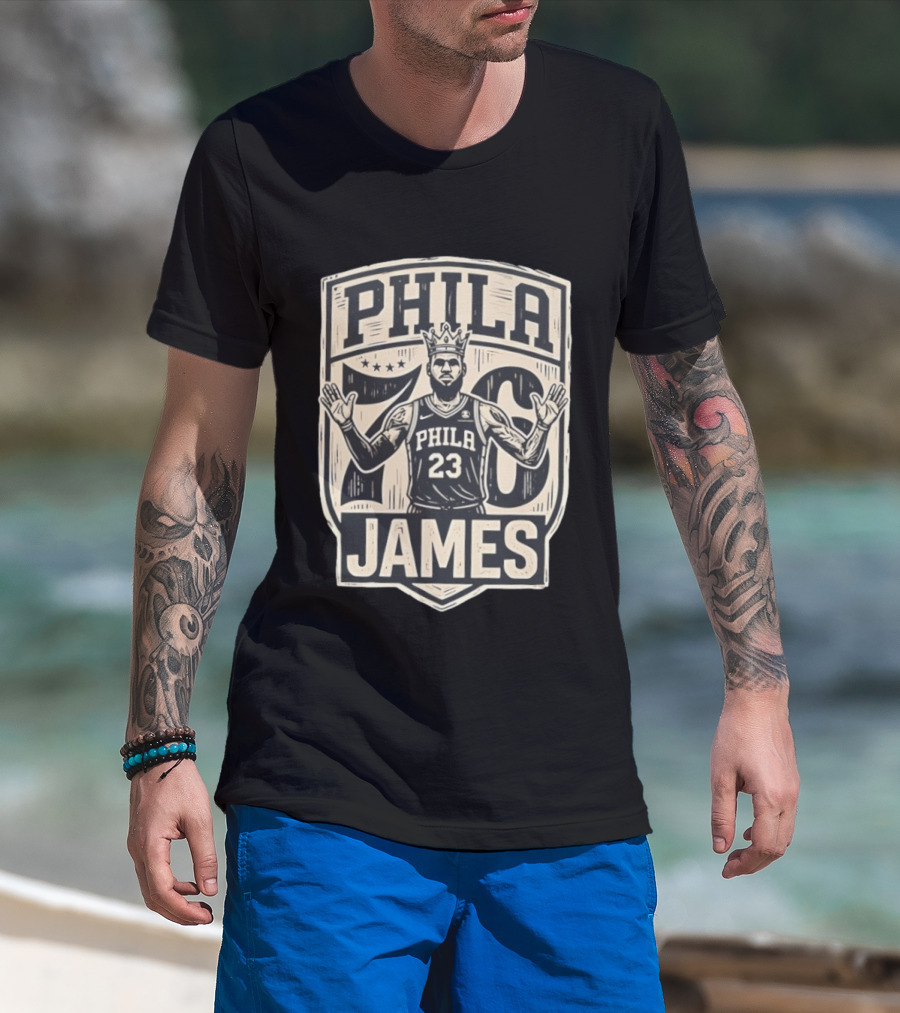 Phila 76 James 23 Lebron Basketball Crown T-Shirt