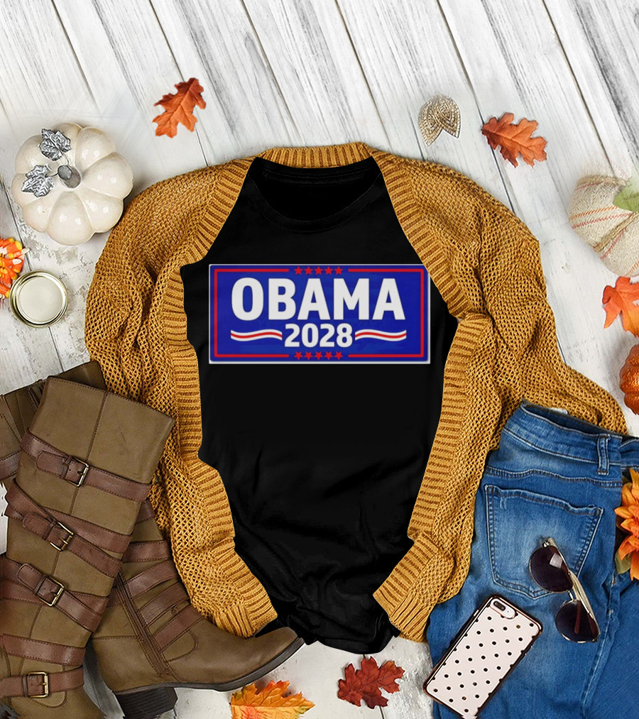 Obama 2028 Stars Stripes Political Campaign T-Shirt