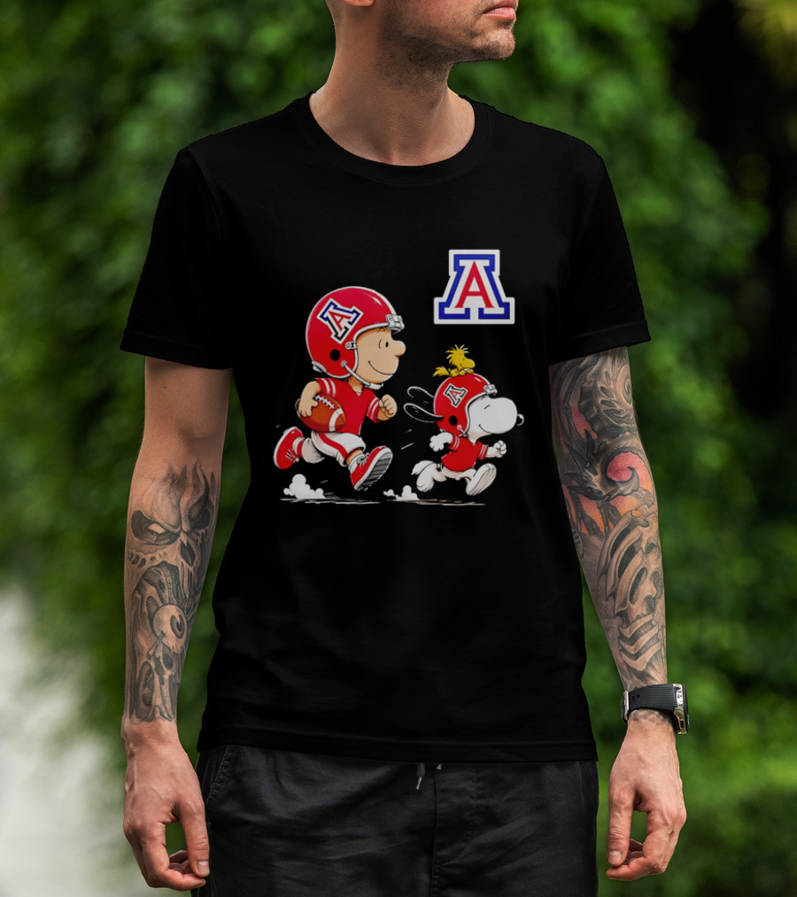 Peanuts Characters Football Arizona Wildcats Team Helmets And Jerseys T-Shirt