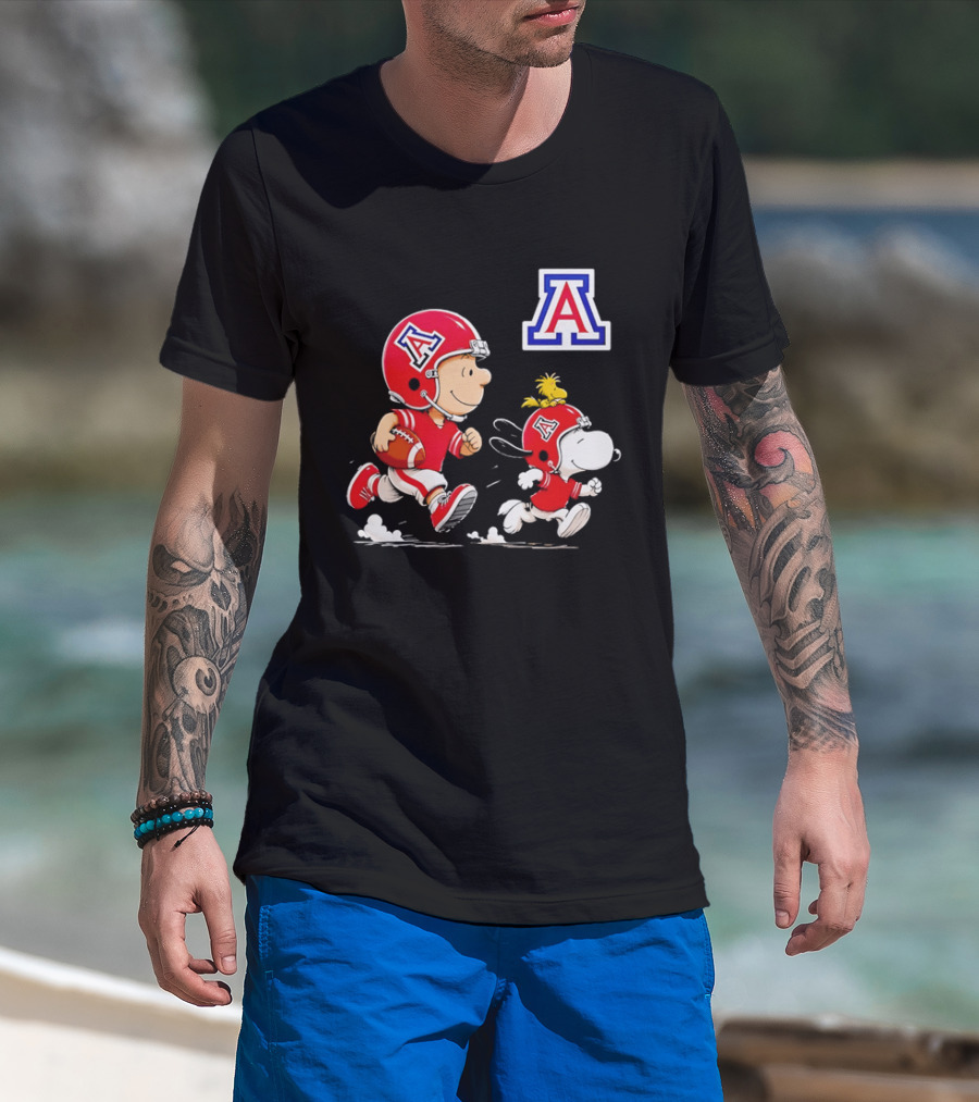 Peanuts Characters Football Arizona Wildcats Team Helmets And Jerseys T-Shirt
