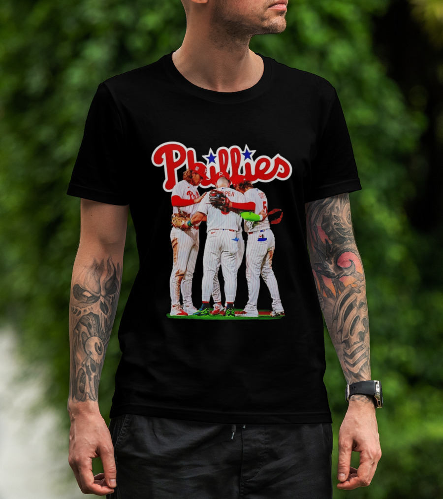 Philadelphia Phillies Team Huddle Harper '26 Baseball Collaboration T-Shirt