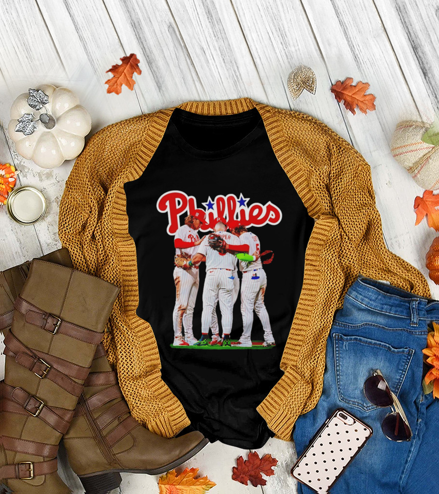 Philadelphia Phillies Team Huddle Harper '26 Baseball Collaboration T-Shirt