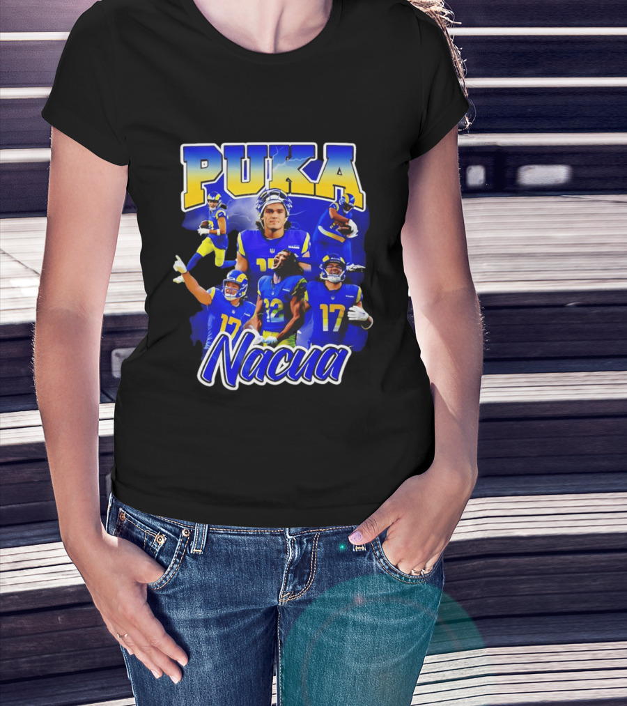 Puka Nacua Los Angeles Rams 17 Football Player Collage T-Shirt