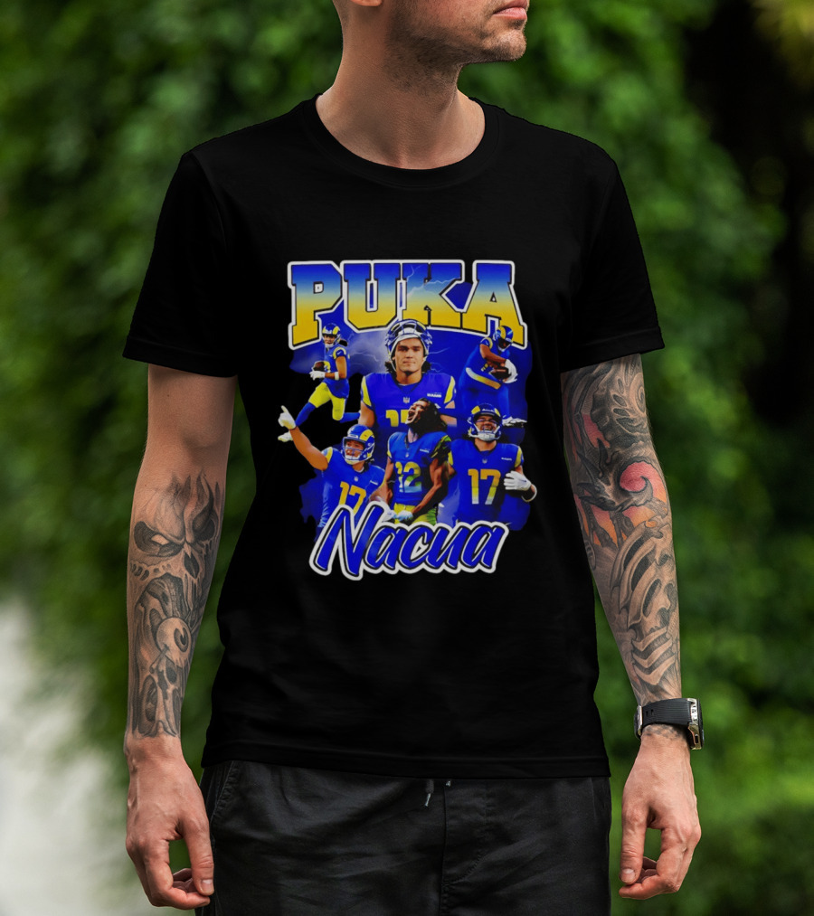Puka Nacua Los Angeles Rams 17 Football Player Collage T-Shirt