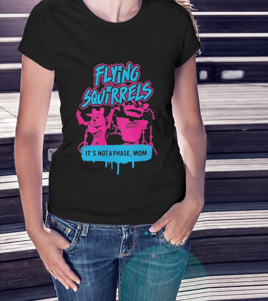 Richmond Flying Squirrels It's Not A Phase Mom Neon Squirrel Characters T-Shirt