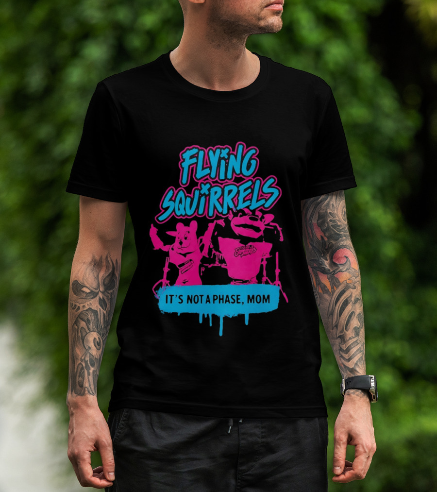 Richmond Flying Squirrels It's Not A Phase Mom Neon Squirrel Characters T-Shirt
